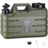 RUYI Wasserkanister mit Hahn und Schraubdeckel, Camping Wasserkanister BPA-frei Trinkwasserkanister, Tragbarer Wassertank mit Griff für Wohnwagen Picknick Wandern, Transparent Blau (11L, Armeegrün)