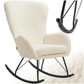 Tectake Schaukelstuhl Swing Bouclé 70 x 100 x 93 cm Creme/Schwarz