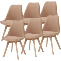 [en.casa] Esszimmerstuhl Fläten 6er Set Bouclé Taupe