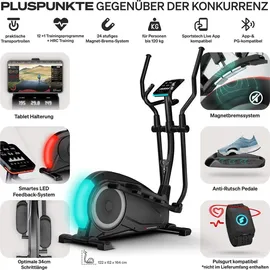 Sportstech Crosstrainer CX700 | 24 Widerstandsstufen | LCD-Display | Profi - Schwarz