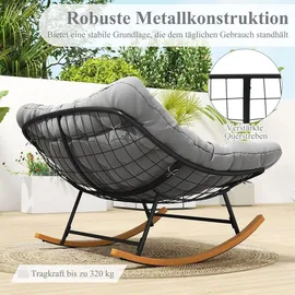 Costway Schaukelsessel Polyester 320 x 100 x 80 cm Schwarz/Naturbelassen/Grau mit Kissen