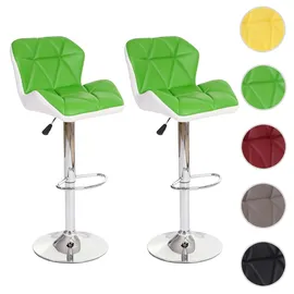 Mendler 2er-Set Barhocker höhenverstellbar Kunstleder  ~  grün