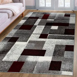 Teppich »Corine«, rechteckig, 9 mm Höhe, mit besonders weichem Flor, Kurzflor, modernes Karo-Design, grafisch, 36537231-3 rot 9 mm