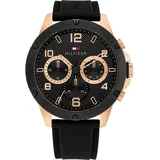 Tommy Hilfiger Herrenuhr TOMMY HILFIGER BLAZE 1792028 Multifunktion Silikon Schwarz Gold Rose