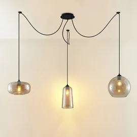 LUCANDE Zyli 3-flg. E27 60 cm Vintage/Glas