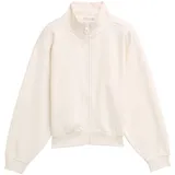 Tom Tailor Sweatjacke TOM TAILOR, Mädchen, Gr. 164, weiß (gardenia weiß), Sweatware, Obermaterial: 60% Baumwolle, 40% Polyester, unifarben, oversize hüftlang, Rundhals, Bündchen, Sweatjacken Sweatjacke, mit Stehkragen - für Girls