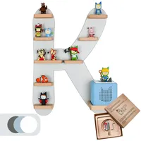 MR TEDDY BEAR Kinderregal Buchstabe K | Holzregal für Toniebox und Tonies | Tonie-Regal hergestellt in der EU | Wandregal zum Spielen und Sammeln | Für Mädchen und Jungen | im K Design in Grau