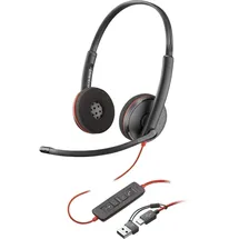 Poly Blackwire 3220 Schwarz Kabelgebundenes Stereo-Headset, USB-C/A, unterstützt Poly Lens