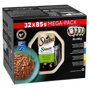 Sheba Sauce Collection Adult Mix Selectie natvoer kat (85 g)  1 verpakking (32 x 85 g)