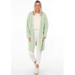 Strickjacke ZWILLINGSHERZ, Damen, grün (mint), Strick, Obermaterial: 60% Polyacryl, 20% Polyester, 15% Wolle, 5% Alpaka, unifarben, modisch, bequem ca. Mitte Oberschenkel, V-Ausschnitt, Langarm, Strickjacken, Langarm, bequem, Taschen, One Size, ohne Verschluss, Kapuze