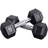 body coach Kurzhantel Hexagon Hantel-Set 5 bis 30kg gummierte sechs-eckige Gewichte Gusseisen verchromter Hantel-Griff, (2er Set, Kurzhantel), zur Auswahl Hex-Dumbell 2,5 kg, 5 kg, 7,5 kg, 10 kg, 12,5 kg oder 15kg - paarweise