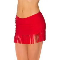 Aquarti Damen Bikinihose mit Rock Seitliche Raffung, Farbe: Rot,