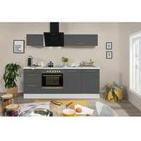 Respekta Premium Küchenzeile RP210WGCBO  (Breite: 210 cm, Grau, Mit Elektrogeräten)