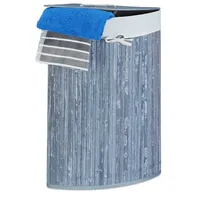 Relaxdays 2 x Eckwäschekorb Bambus grau Weiß,Grau