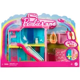 Barbie Mini BarbieLand Puppenhaus-Sets, Mini-Traumvilla mit Überraschung, ca. 4 cm große Barbie-Puppe, Möbel und Zubehörteile plus Aufzug und Pool, 4 Jahre+, HYF46