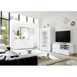 INOSIGN Sideboard INOSIGN "Dama Breite 181, Kommode 3 Türen, Anrichte", weiß (weiß hochglanz lack), B:181cm H:84cm T:42cm, Sideboards, Sideboard, Front in 3D-Optik, viel Stauraum, verschiedene Farben