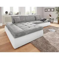 DOMO collection Ecksofa PB Moric wahlweise mit Bettfunktion + Armteilverstellung, L-Form, im XXL-Format, B/T/H:300/172/80 cm, feine Steppung grau|weiß