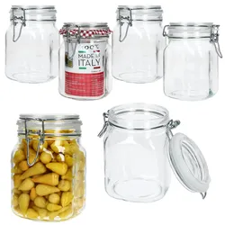 6x PRIMA Vorratsglas 1L aus Glas mit Bügelverschluss luftdicht Einmachgläser