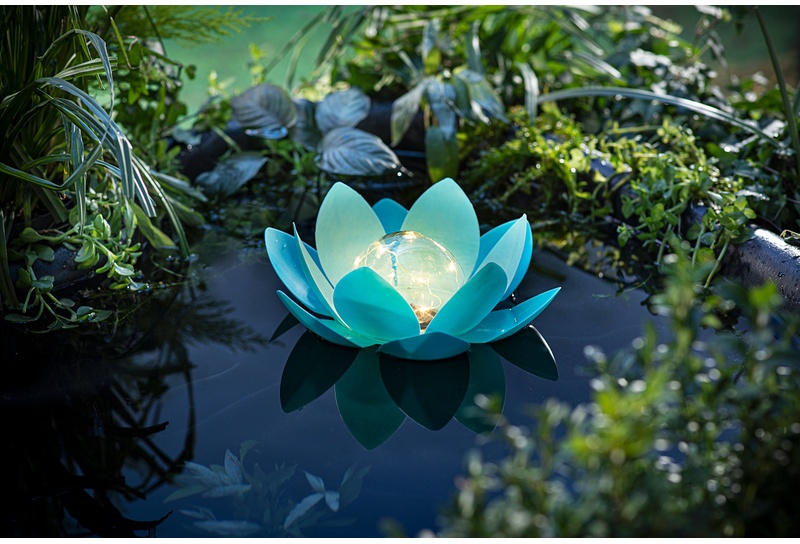 Solar-Schwimmdeko "Lotus" (Farbe: Türkis)