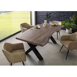 MASSIVMOEBEL24.DE Baumtisch 180 x 77 x 90 cm grau
