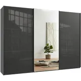 luma-home Schwebetürenschrank 300 x 216 x 65 cm Anthrazit/Schwarz