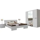 Komplettschlafzimmer WIMEX "Anna", weiß (weiß, absetzung chrom), B/H: 180cm x 200cm, Spanplatte, Schlafzimmermöbel-Sets, Spar Set