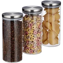 Relaxdays Vorratsdosen 22,0 cm hoch transparent 1,3 l, 3 St.