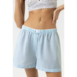 MEY Cotton Stripes Lounge Shorts Weiß/Hellblau XS