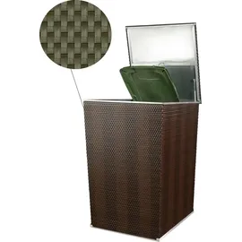 Dynamic24 Polyrattan Mülltonnenbox Aufbewahrung Mülltonne Mülltonnenverkleidung Müllbox, Farbe:Grün