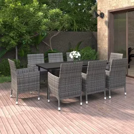 vidaXL Garten-Essgruppe 9-tlg. Grau