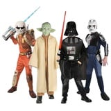 Rubie ́s Kostüm Star Wars Kostüm Box für Kinder mit 4 Kostümen ink, Galaktische Star Wars Kinder Kostüm Box mit Yoda, Inquisitor, Darth Va schwarz 122-128