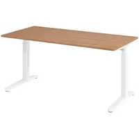 Bümö Schreibtisch Nussbaum, Weiß, Nachbildung,Nussbaum, Rechteckig, 160x74x80 cm, FSC