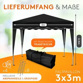 Kronenburg Handel Faltpavillon 3 x 3 m schwarz