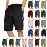 LNNGNIA Angebote des Tages Heute Shorts Herren Sommer Freizeithose Arbeitshosen Männer Kurz Bermuda Hose Relaxed Fit Hosen Cargohose Kurz Herren-Shorts Cargo Sporthose mit Taschen Elastischem Bund - L