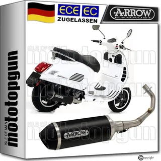 ARROW KOMPLETTANLAGE KAT SCHWARZ URBAN ENDKAPPE SCHWARZ EDELSTAHL KOMPATIBEL MIT PIAGGIO VESPA GTS 300 HPE 2019 53525ANN+53072KZ