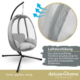 deluxe4home Hängesessel Hellgrau