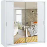 Schiebetürenschrank mit Spiegel 220 BENE BO11 weiß - Weiß