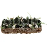 Kerzenhalter „Silver Sparkle“ / Adventskranz/ Weihnachtsgesteck Winter Dekor