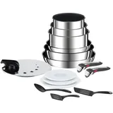 Tefal Ingenio Preference On, Kochgeschirr-Set, 15-teilig, Edelstahl, sichere Antihaftbeschichtung, stapelbar, platzsparend, Temperaturanzeige, Induktion, L9749802