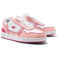 Lacoste Kinder Sneaker - Junior-Sneakers T-CLIP, Color Pop, Turnschuhe, Kunstleder Weiß/Pink EUR 38