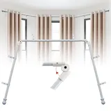 Erkerfenster-Gardinenstangen, 91,4–406,4 cm, robuste Eckvorhangstange, verstellbares DIY-Design für Mittel- und Seitenstangen, U-Form, 2,5 cm, Gardinenstangen-Set mit Halterungen für Fenster, Weiß