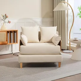 [en.casa] Schlafsessel Seinlus Polyester 81 x 88 x 68 cm Beige mit Kissen
