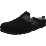 Rohde Herren Hausschuh Pantoffel Leder Napoli-H 6908, Größe:41 EU, Farbe:Schwarz - Schwarz - 41