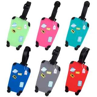 CHSZSH 6 Stück Gepäckanhänger, Weiche Kunststoff-Gepäckanhänger, Flugzeug-Gepäckanhänger, Trolley-Gepäckanhänger, Kreative Gepäckanhänger, Adressetiketten Zur Vermeidung Von Gepäckverlust - S-M