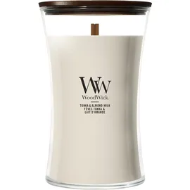 Woodwick Tonka & Almond Milk Duftkerze 610 g beige
