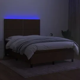 vidaXL Boxspringbett mit Matratze & LED Dunkelbraun 140x200 cm Stoff