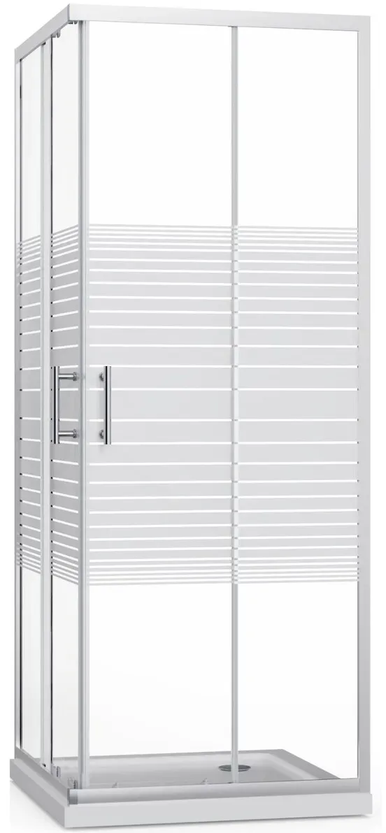 ZIK Duschabtrennung 80x80 Schiebe-Eck-Duschabtrennung 2-seitig transparentes Siebdruckglas