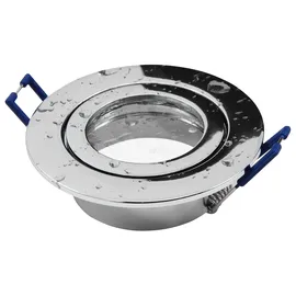 McShine - Einbaurahmen für Halogen und LED Strahler | DL-54 | rund, Clip-Verschluss, IP44, Chrom mit Frontglas Dichtungen
