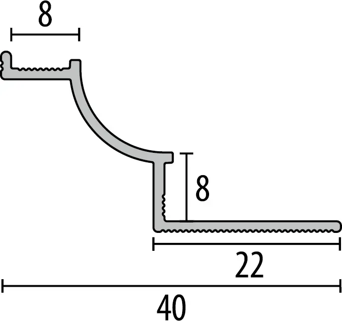 Parkettfreund PF CC080 | CC100 ER Wandkantenprofil Hohlkehlprofil Endstücke rechts Doppel-K Doppel-K 6x22x22 mm, mm Doppel-K Doppel-K F4 silber