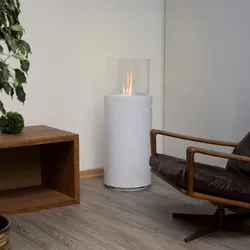 Bio Ethanol Kamin Stand Ø34cm x 86,5cm weiß 1L Ethanolkamin Glasfeuer Ofen Feuer